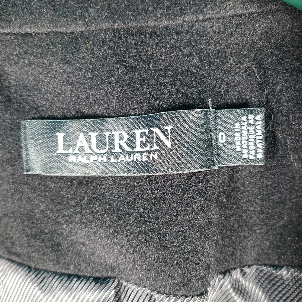 Lauren Ralph Lauren Trench Coat Women Size 0 Black Wool Blend Double Breasted - Picture 2 of 13